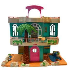 Vtg Fisher Price Sweet Streets Beach House Loving Family 2000 Fold & Carry